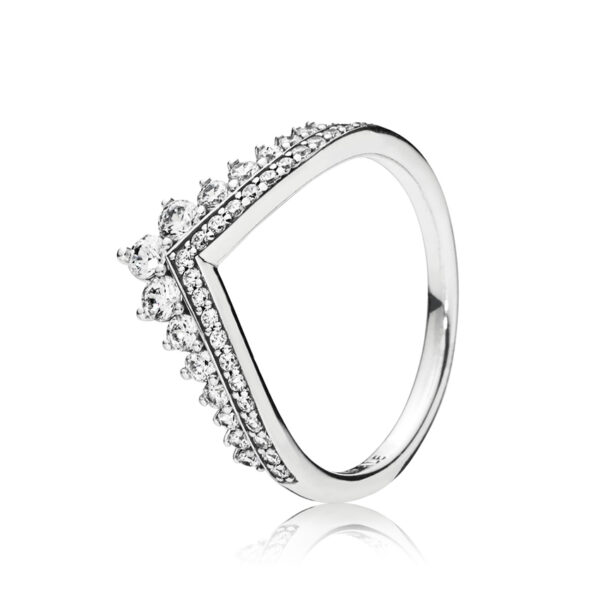 Ring Silver 925 With Cubic Zirconia , Princess Wishbone
