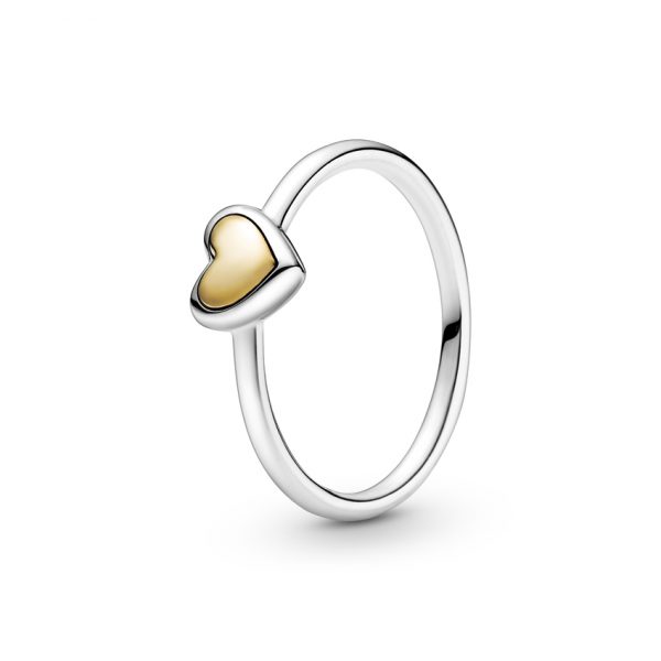 Δαχτυλίδι Από Ασήμι 925 Και Χρυσό Κ14, Καρδιά