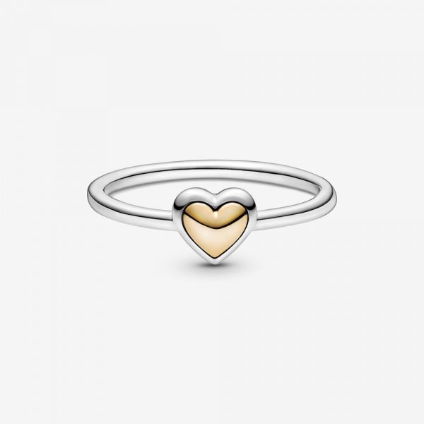 Δαχτυλίδι Από Ασήμι 925 Και Χρυσό Κ14, Καρδιά