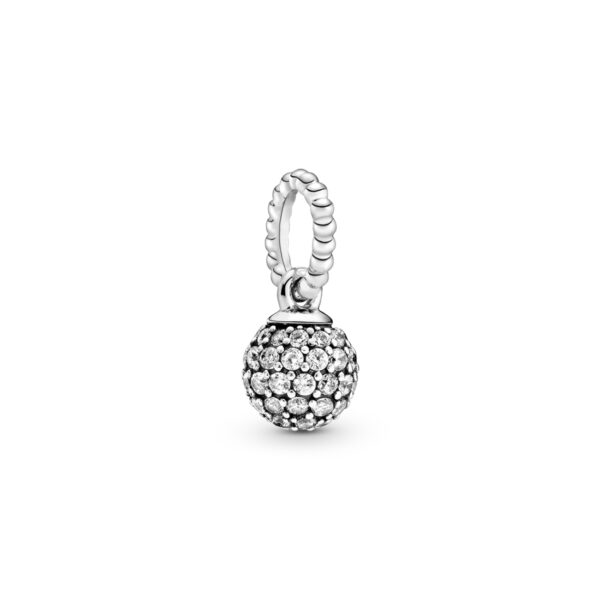Charm Pendant Silver 925 With Cubic Zirconia,  Pavé Ball