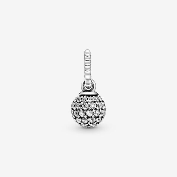 Charm Pendant Silver 925 With Cubic Zirconia,  Pavé Ball
