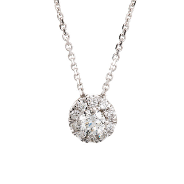 Solitaire Necklace White Gold 18K With Diamond