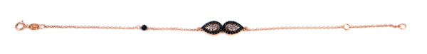 Bracelet Rose Gold 14K With Obsidian And Cubic Zirconia
