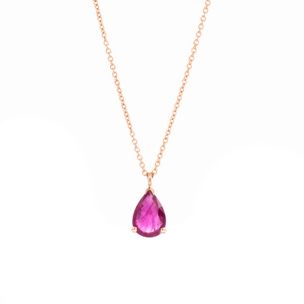 Necklace Rose Gold 14K With Precious Stone Ruby