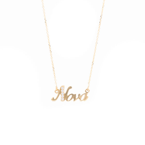 Necklace Yellow Gold 14K With Cubic Zirconia, Nona (God Gaughter In Greek)