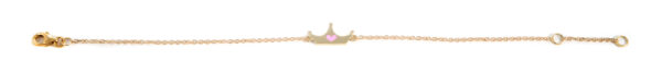 Bracelet Yellow Gold 14K With Enamel, Crown With Heart