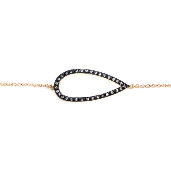 Bracelet Yellow And Black Gold 14K With Cubic Zirconia