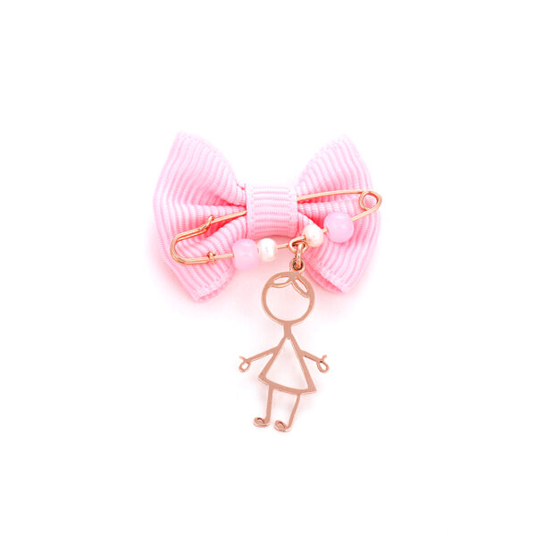Broche Rose Gold K9 With Bow And Pearl , Girl