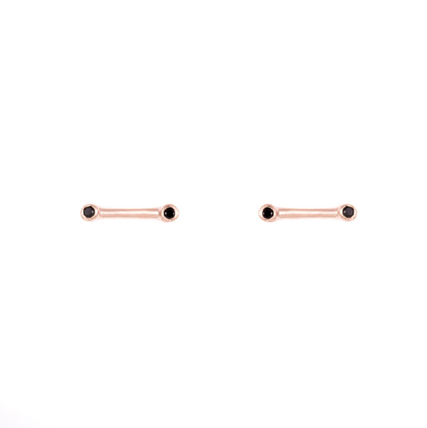 Σκουλαρίκια Ροζ Χρυσό Κ14 Με Κυβ. Ζιρκόνια, Μπάρα