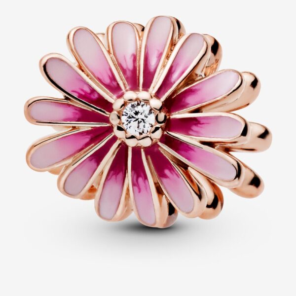 Charm Pandora Rose With Cubic Zirconia And Enamel, Pink Daisy Flower
