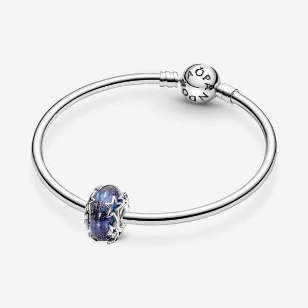 Galaxy Blue And Star Murano Charm Silver 925