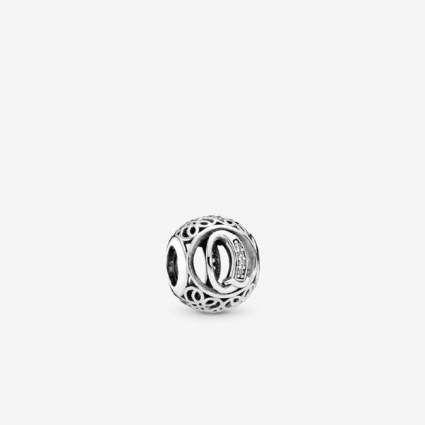 Charm Silver 925, With Cubic Zirconia, Vintage Letter Q