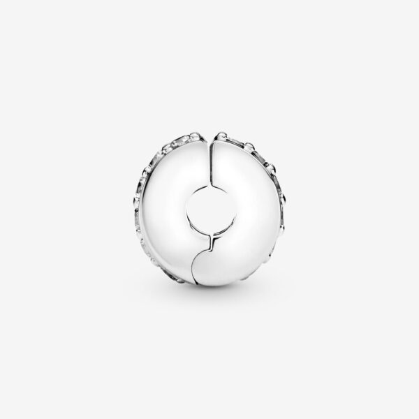 Clip Charm Silver 925 With Cubic Zirconia, Clear Sparkling Row