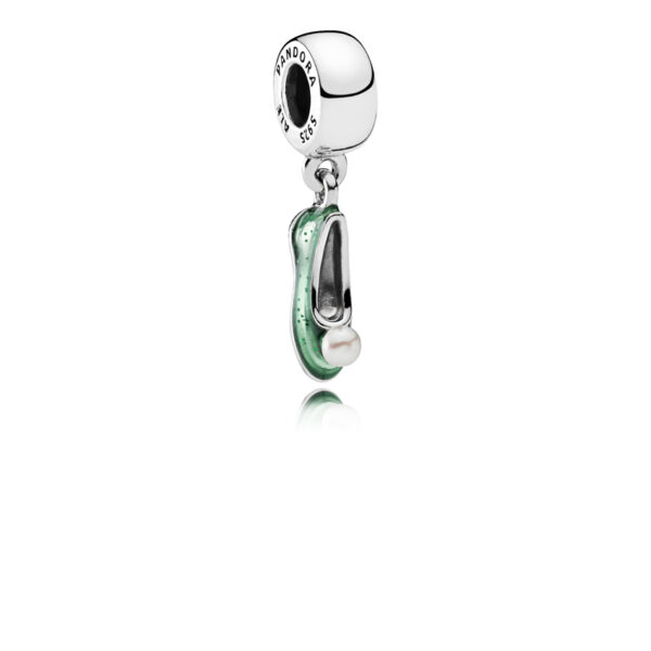 Charm Dangle Silver 925 With Pearl And Enamel, Disney Tinker Bell'S Shoe