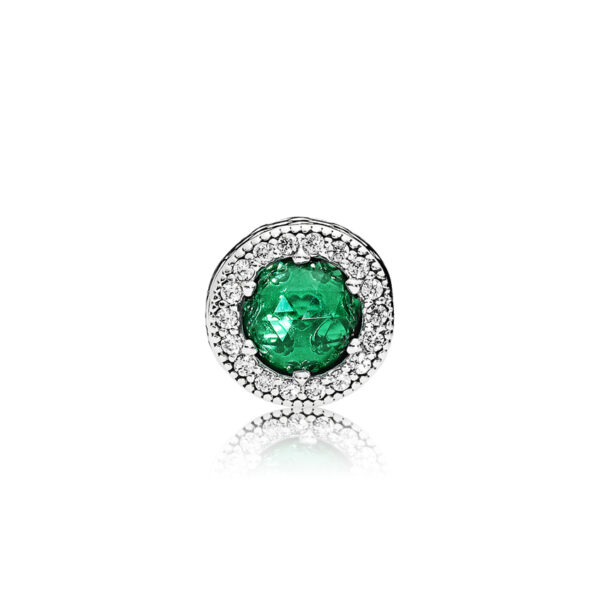 Charm Essence, Silver 925, With Cubic Zirconia And Green Crystal, Optimism