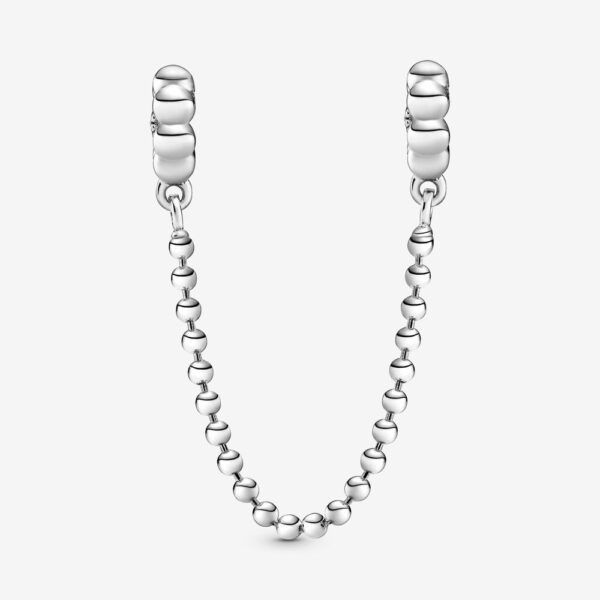 Safety Chain Silver 925 With Cubic Zirconia, Beads And Pavé