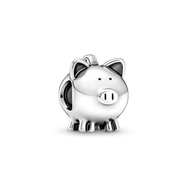 Cute Piggy Bank Charm Silver 925