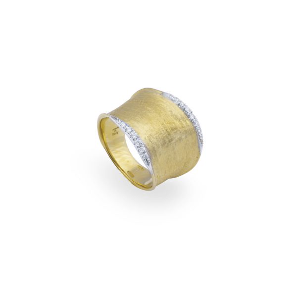 Δαχτυλίδι Κίτρινο Και Λευκό Χρυσό Κ18 Με Την Τεχνική &Quot;Bulino&Quot; Και Φυσικά Λευκά Διαμάντια