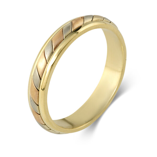 Wedding Ring Yellow Gold K14 With Rose White And Yellow Gold Details
