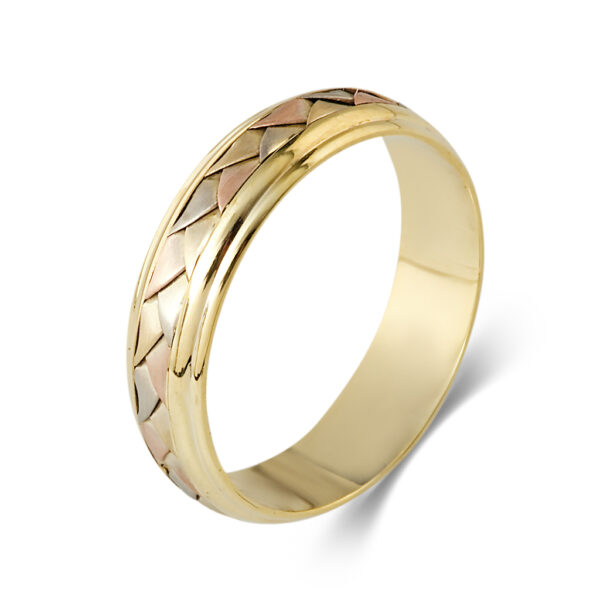 Wedding Ring Yellow Gold K14 With Rose ,Yellow And White Gold Details