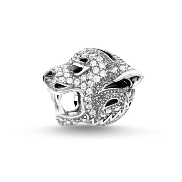 Bead Silver 925 With Cubic Zirconia And Enamel, Tiger