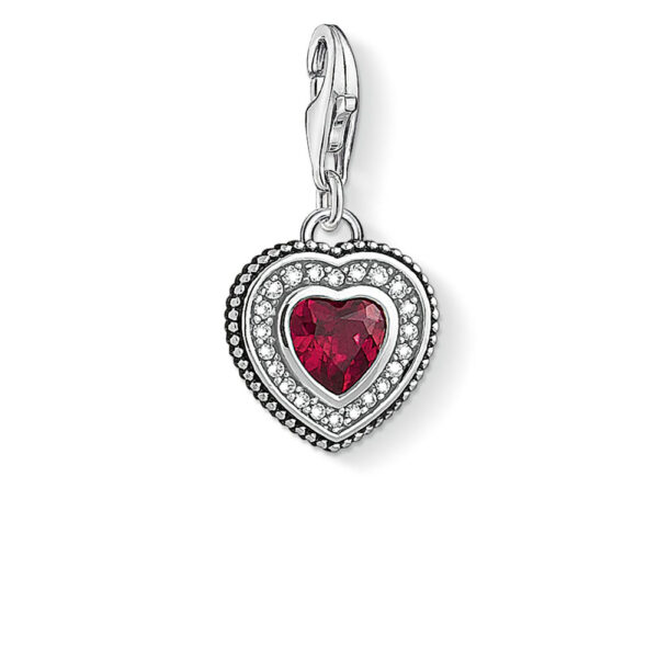 Charm Pendant Silver 925 With Combination Of Synthetic Stones, Heart