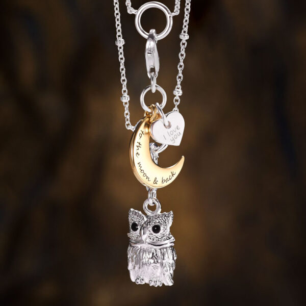 Charm Pendant Silver 925 And Yellow Gold Plated,  I Love You To The Moon