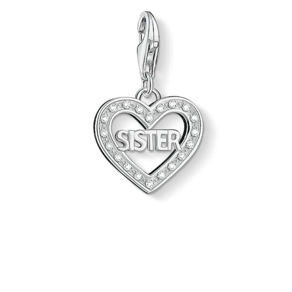 Charm Pendant Silver 925 With Cubic Zirconia, Sister