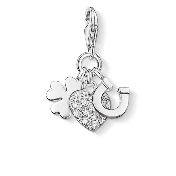 Charm Pendant Silver 925 With Cubic Zirconia, Good Luck
