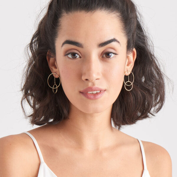 Earrings Silver 925 Yellow Gold Plated, Modern Front Hoop