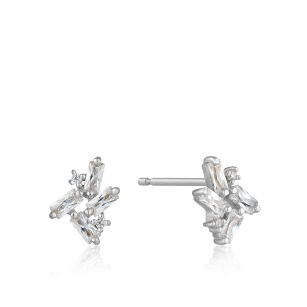 Earrings Silver 925 With Cubic Zirconia, Cluster Stud