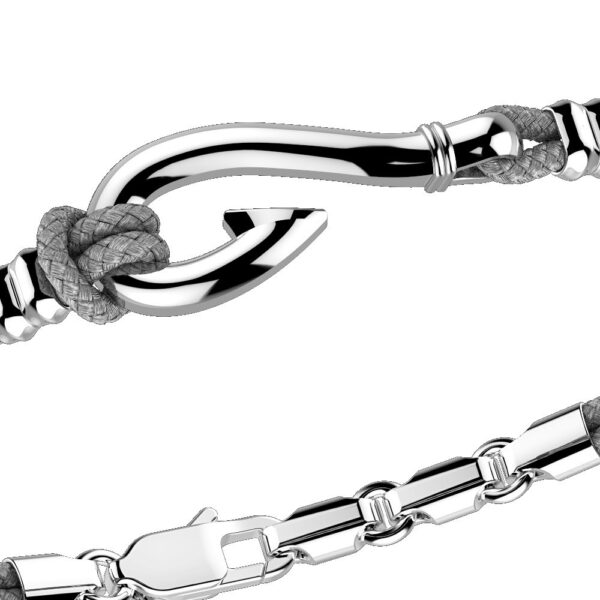 Bracelet Silver 925 With Cordon And Kevlar, Hook