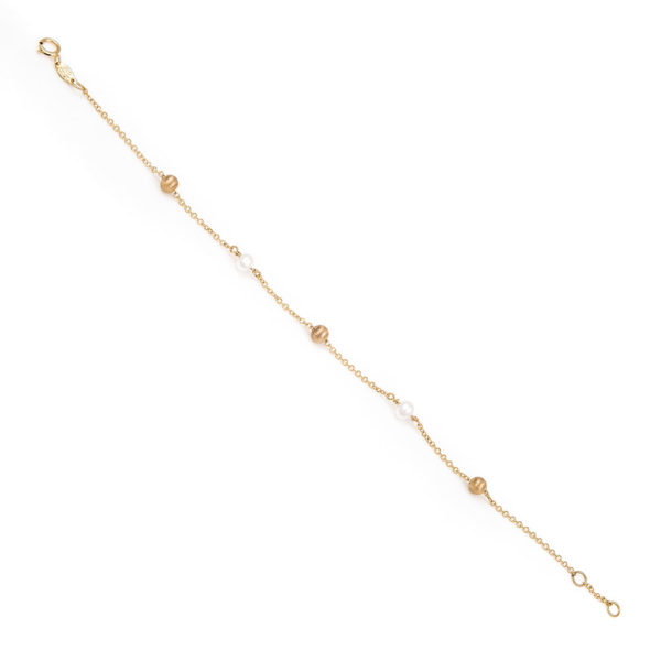 Bracelet Yellow Gold 14K With Freshwater Pearl, Beaded