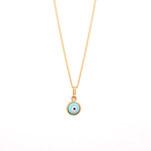 Pendant Yellow Gold K14 Double Sidedwith Enamel And Synthetic Turquoise