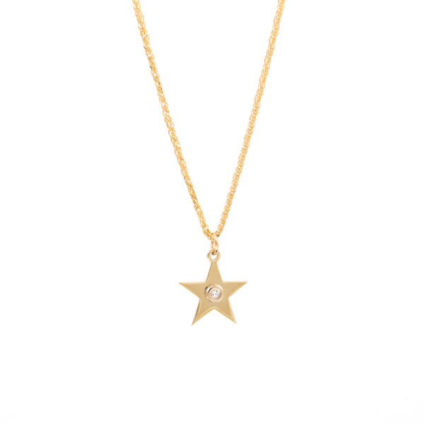 Pendant Yellow Gold K14 With Natural Diamond , Star