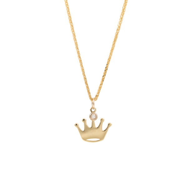 Pendant Yellow Gold K14 With Natural Diamond, Crown