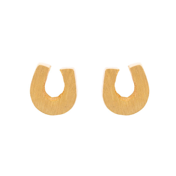 Earrings Yellow Gold 14K, Lucky Horseshoe