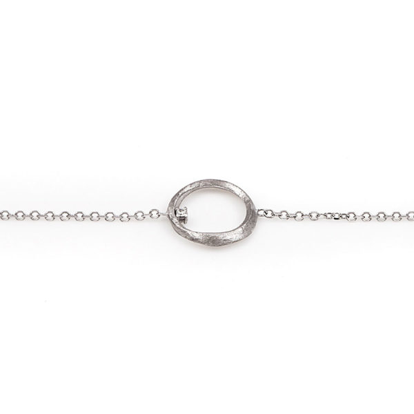 Bracelet White Gold 14K With Cubic Zirconia, Open Circle