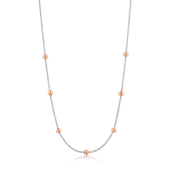 Necklace Silver 925 Rose Gold Plated, Orbit Beaded