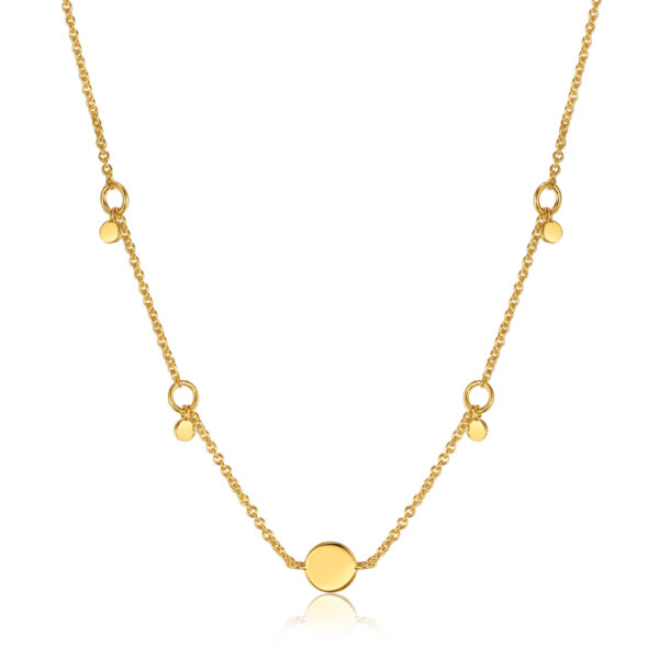 Necklace Silver 925 Yellow Gold Plated, Geometry Drop Discs