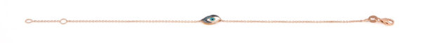 Bracelet Rose Gold 14K Double Sided With Cubic Zirconia And Enamel, Eye