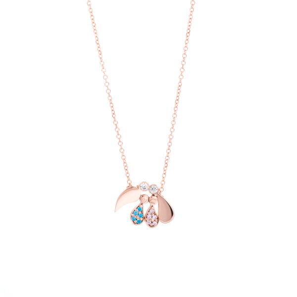 Necklace Rose Gold 14K With Cubic Zirconia, Family