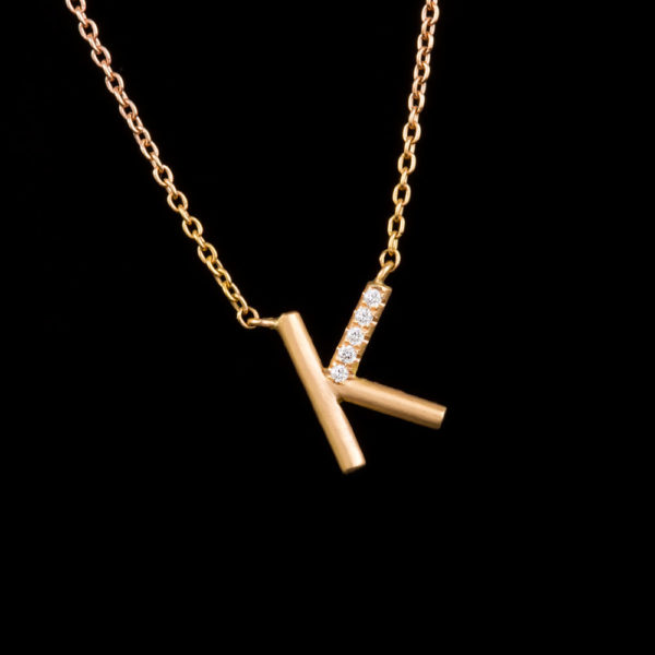 Necklace Rose And Yellow Gold 18K With Diamonds, Letter K