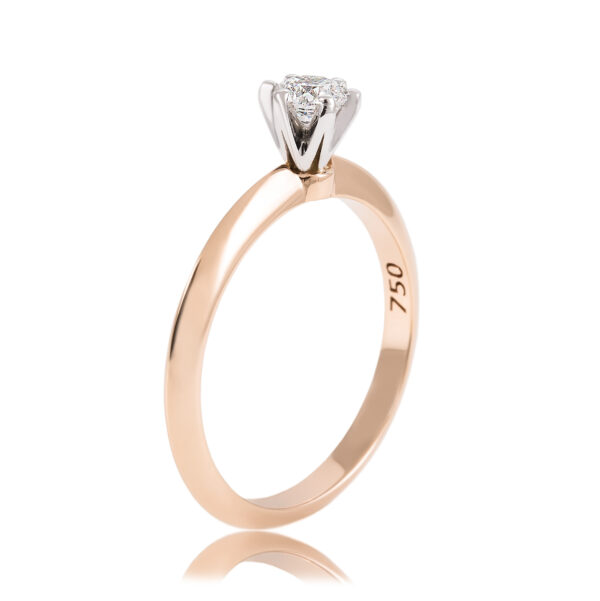 Δαχτυλίδι Μονόπετρο Ροζ &Amp; Λευκό Χρυσό 750 Με Λευκό Φυσικό Διαμάντι