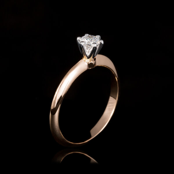 Ring Rose And White Gold 18K With Diamond, Solitaire