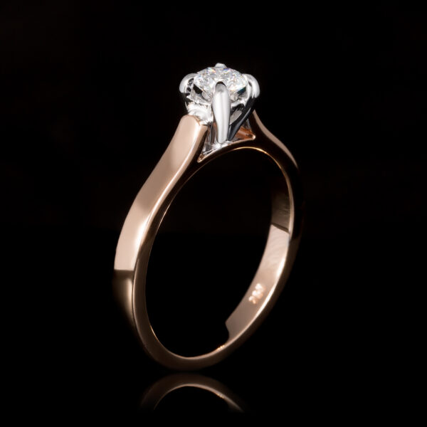 Ring White And Rose Gold 18K With Diamond, Solitaire