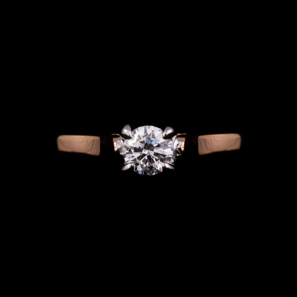 Ring White And Rose Gold 18K With Diamond, Solitaire