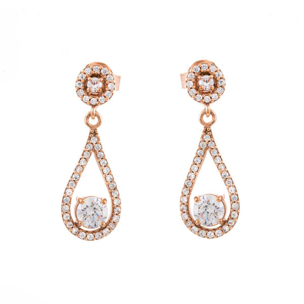Earrings Rose Gold 14K With Cubic Zirconia