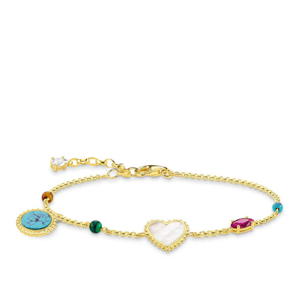 Bracelet Silver 925 Yellow Gold Plated With Synthetic Stones, Riviera Colours
