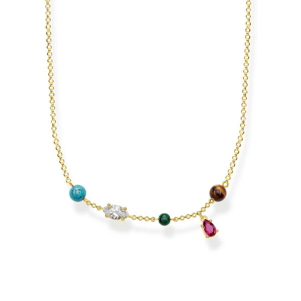 Necklace Silver 925 Yellow Gold Plated With Colorful Cubic Zirconia , Welcome Paradise